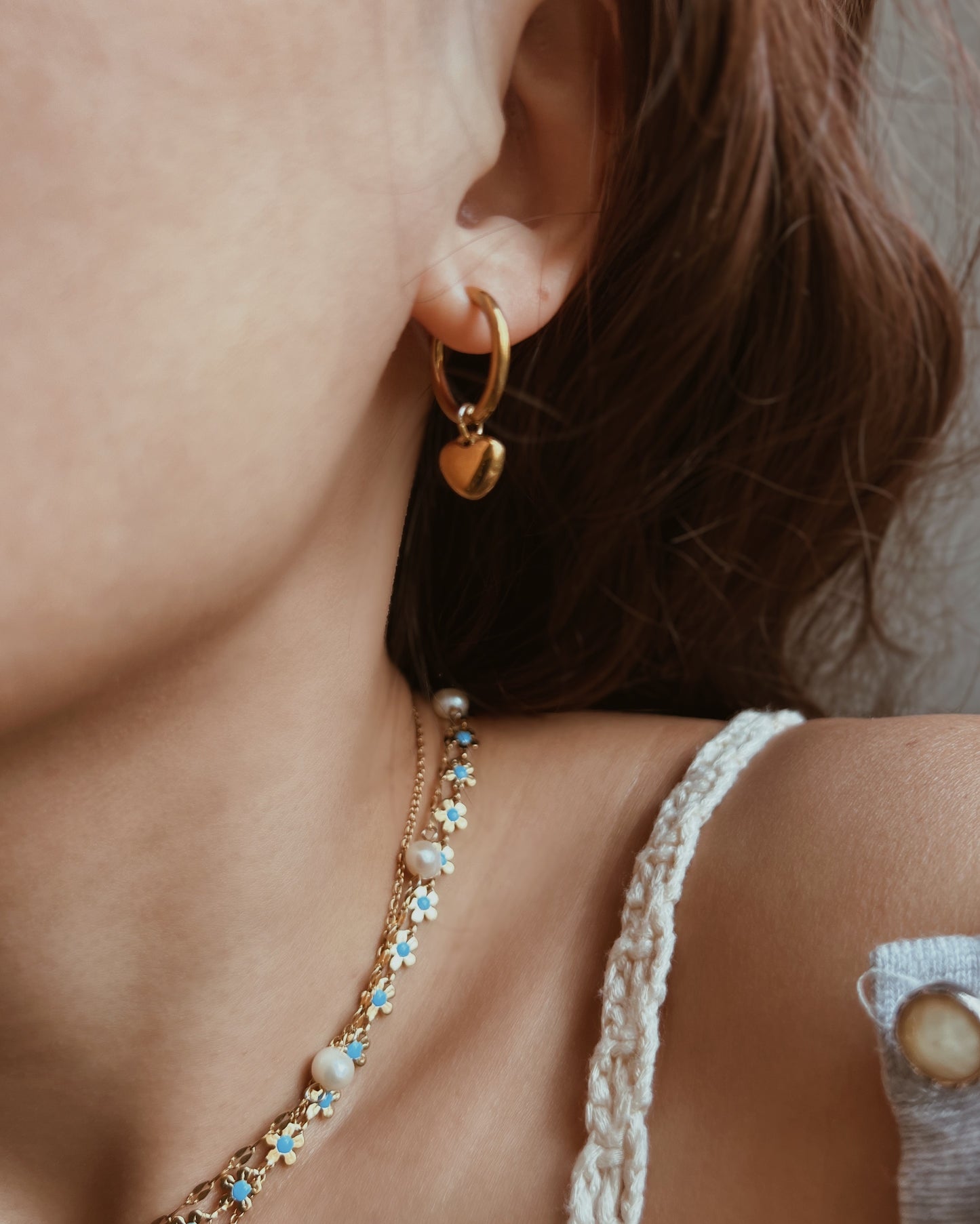 Gold Heart Huggie Earrings Waterproof