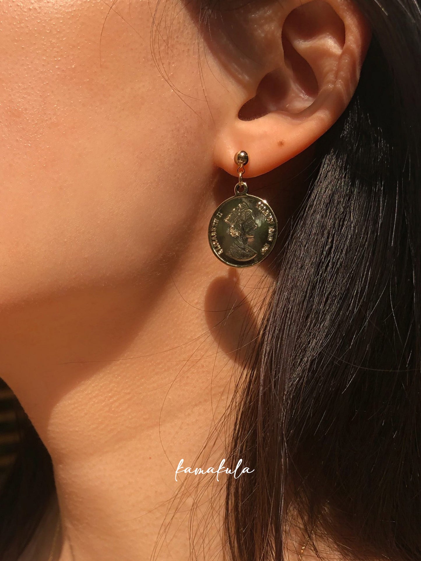 Gold Coin Drop Earrings