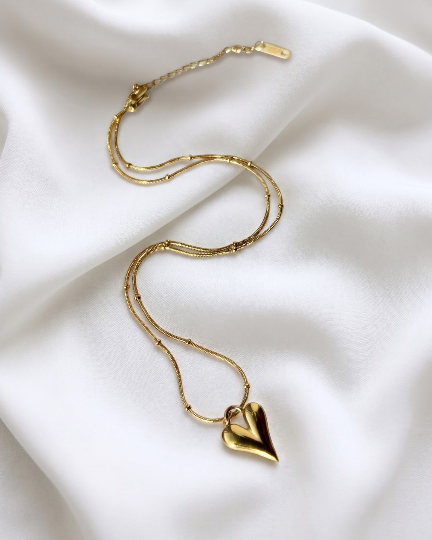 Puffy Heart Pendant Necklace Waterproof