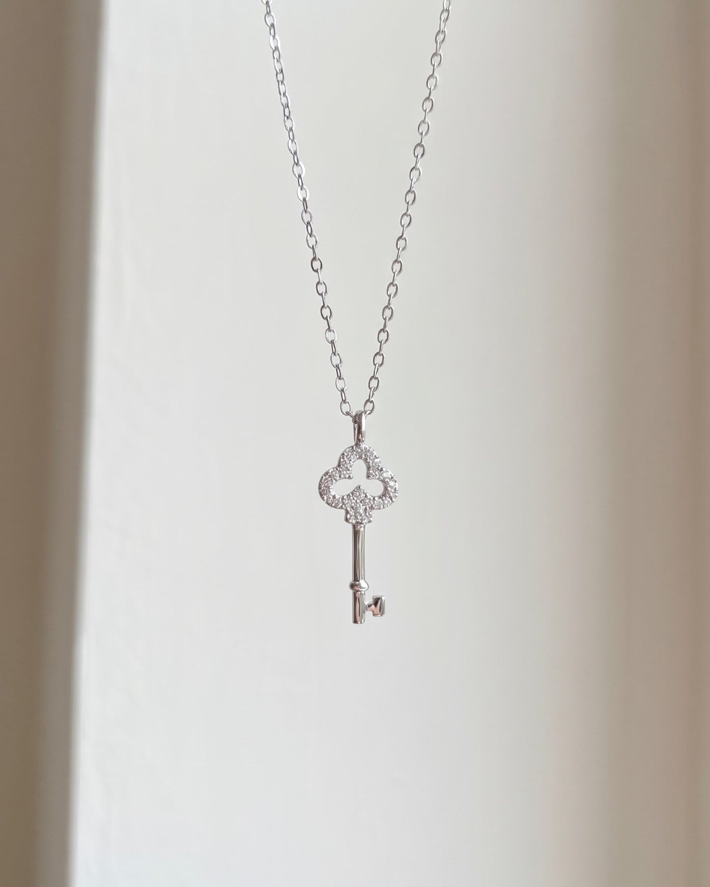 Pavé Key Pendant Necklace 925 Silver