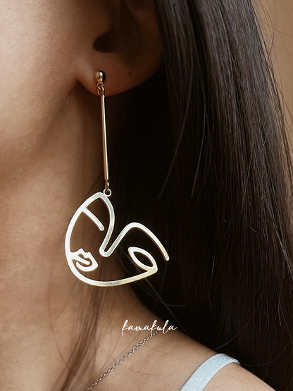 Abstract Face Dangle Earrings