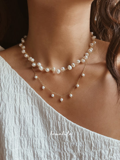 Tiny Pearl Charm Necklace
