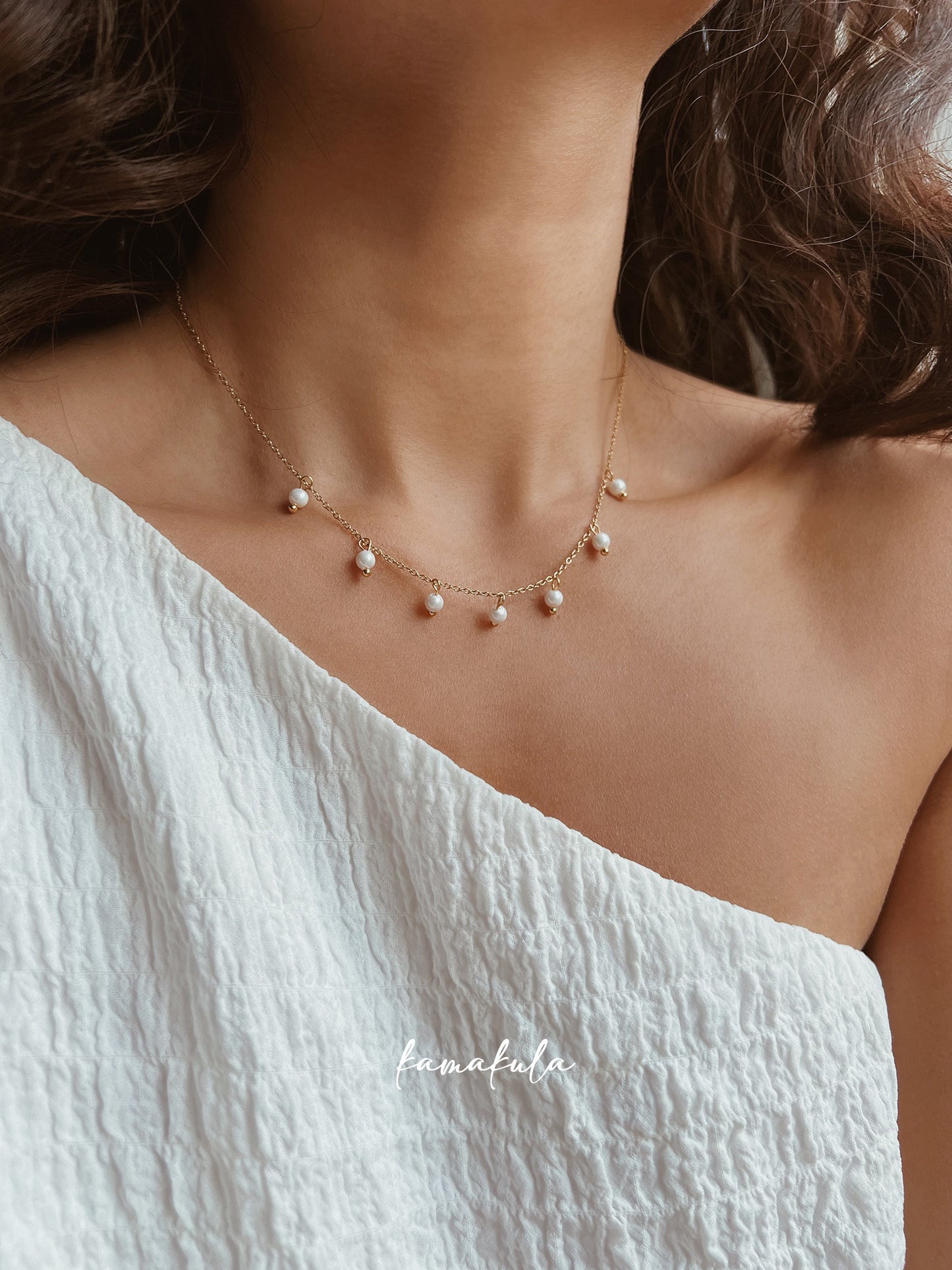 Tiny Pearl Charm Necklace