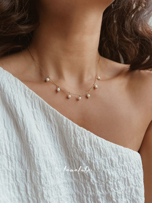 Tiny Pearl Charm Necklace