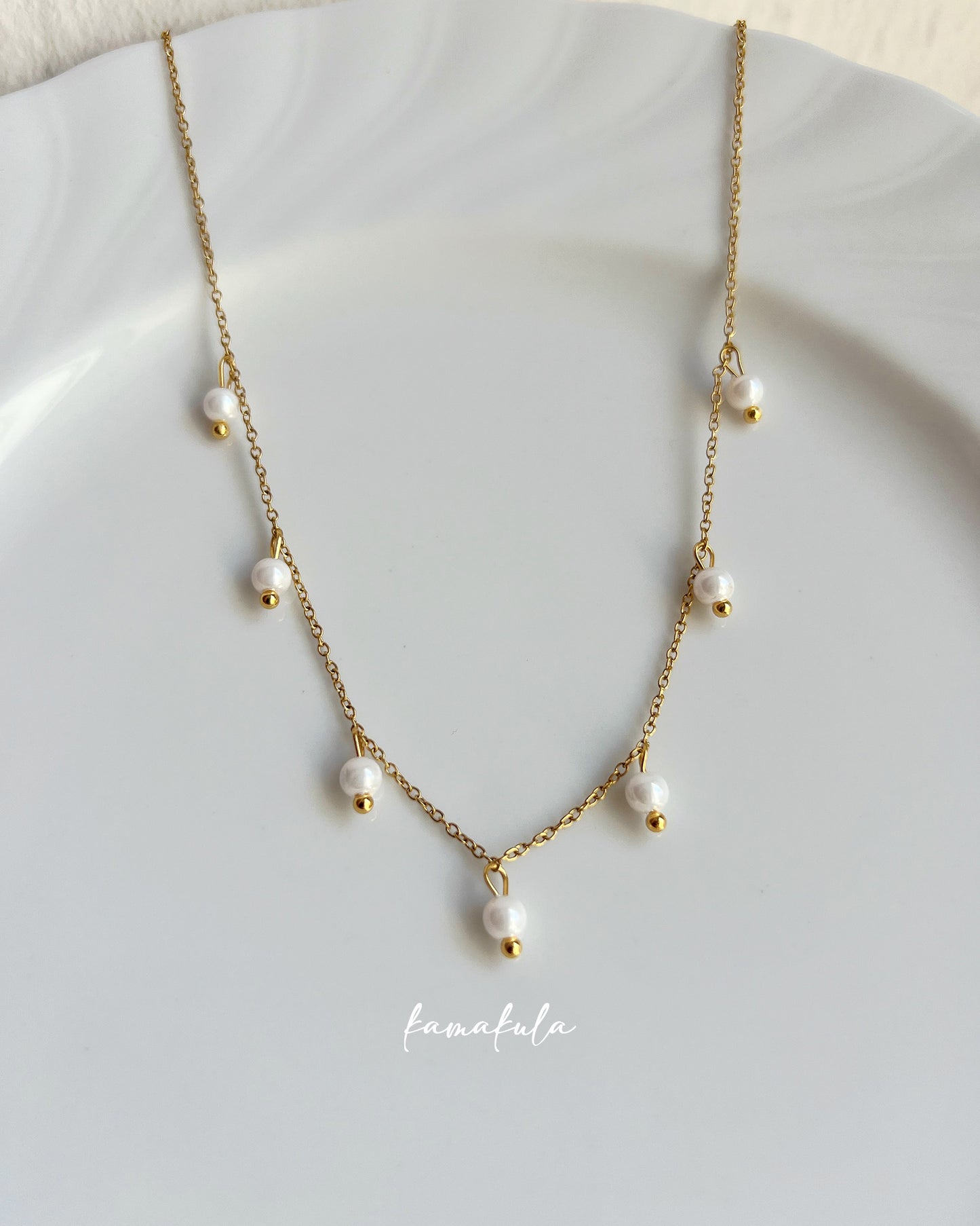 Tiny Pearl Charm Necklace