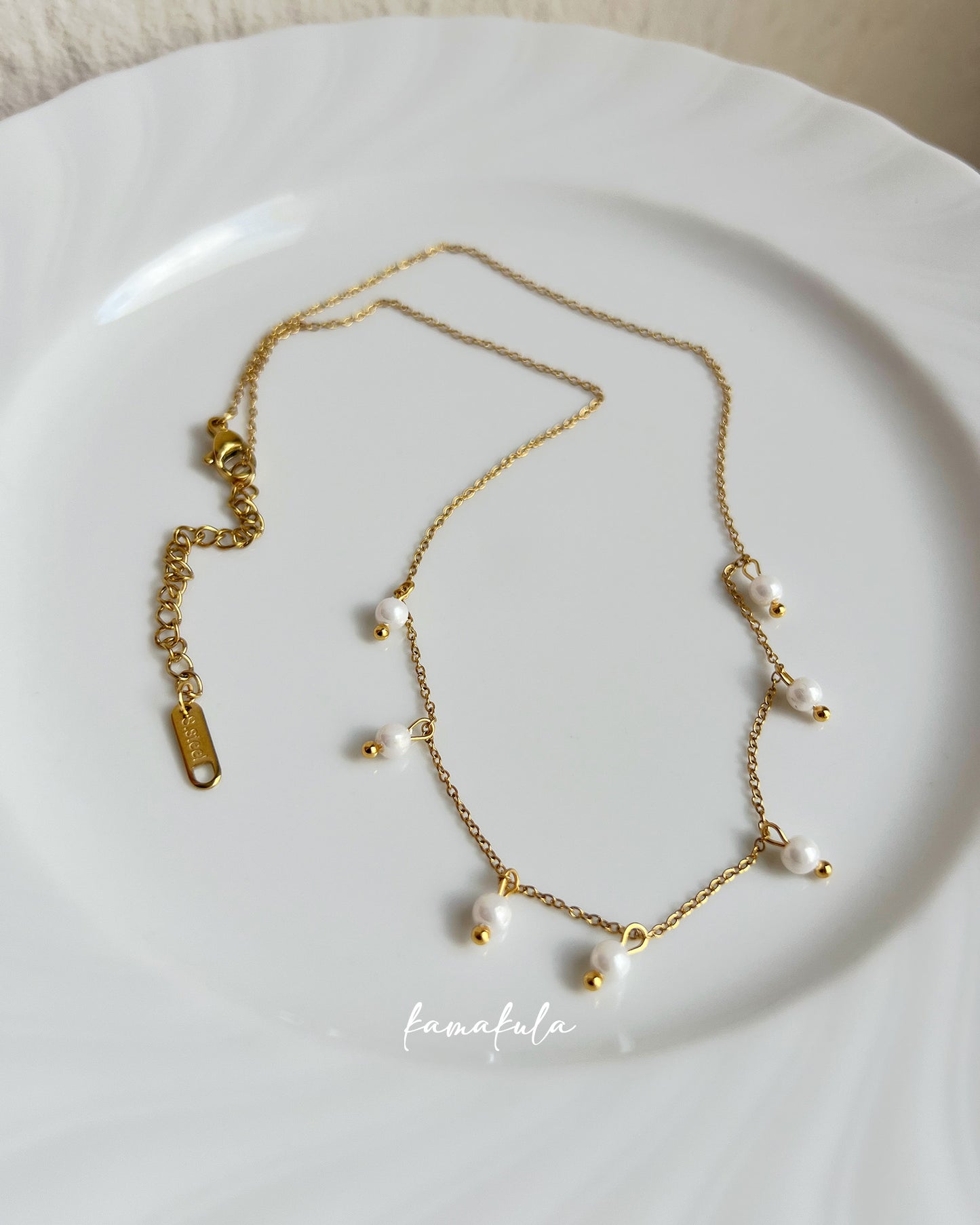 Tiny Pearl Charm Necklace
