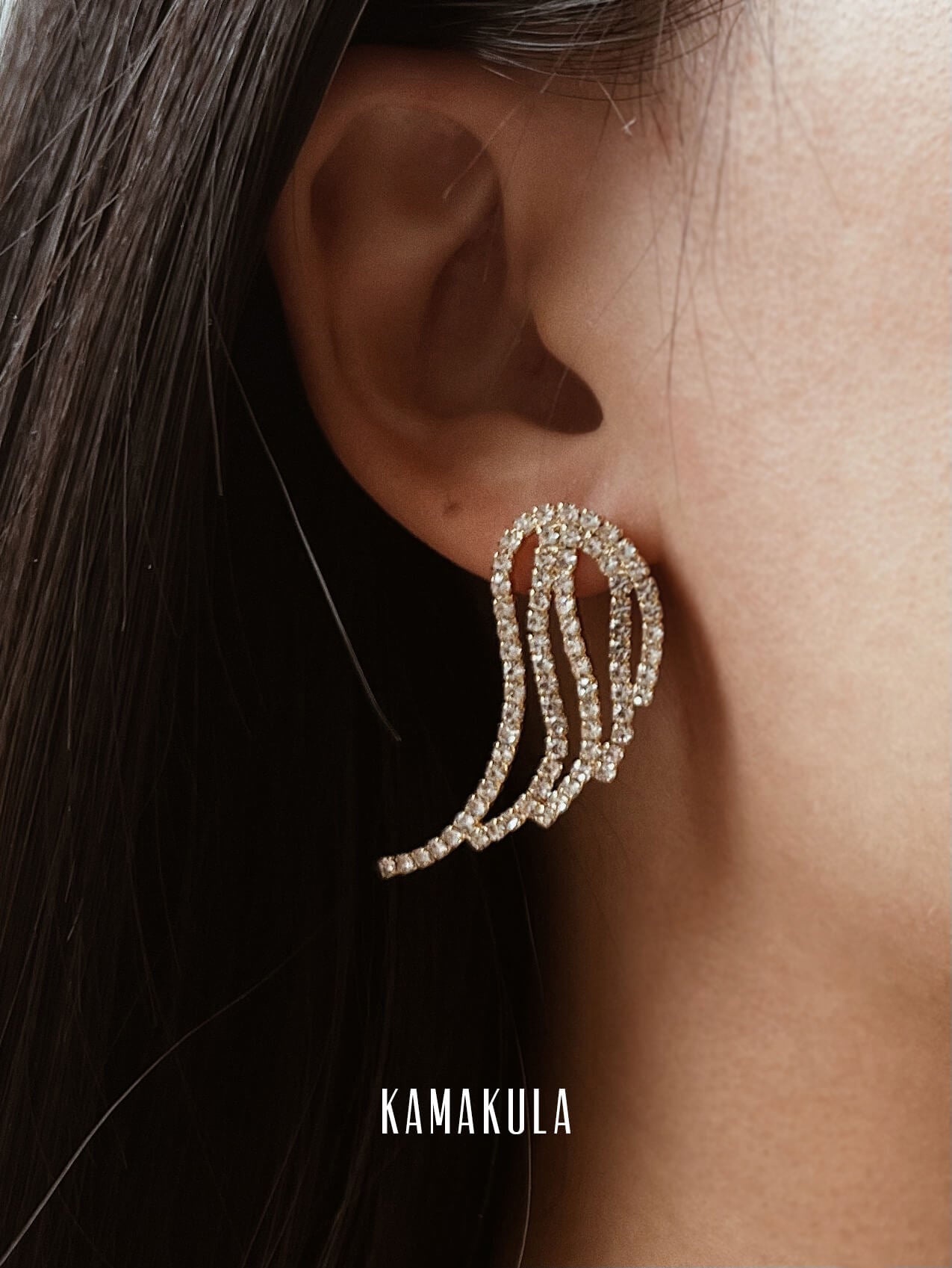 Angel Wings Pave Earrings
