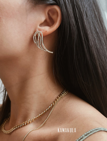 Angel Wings Pave Earrings