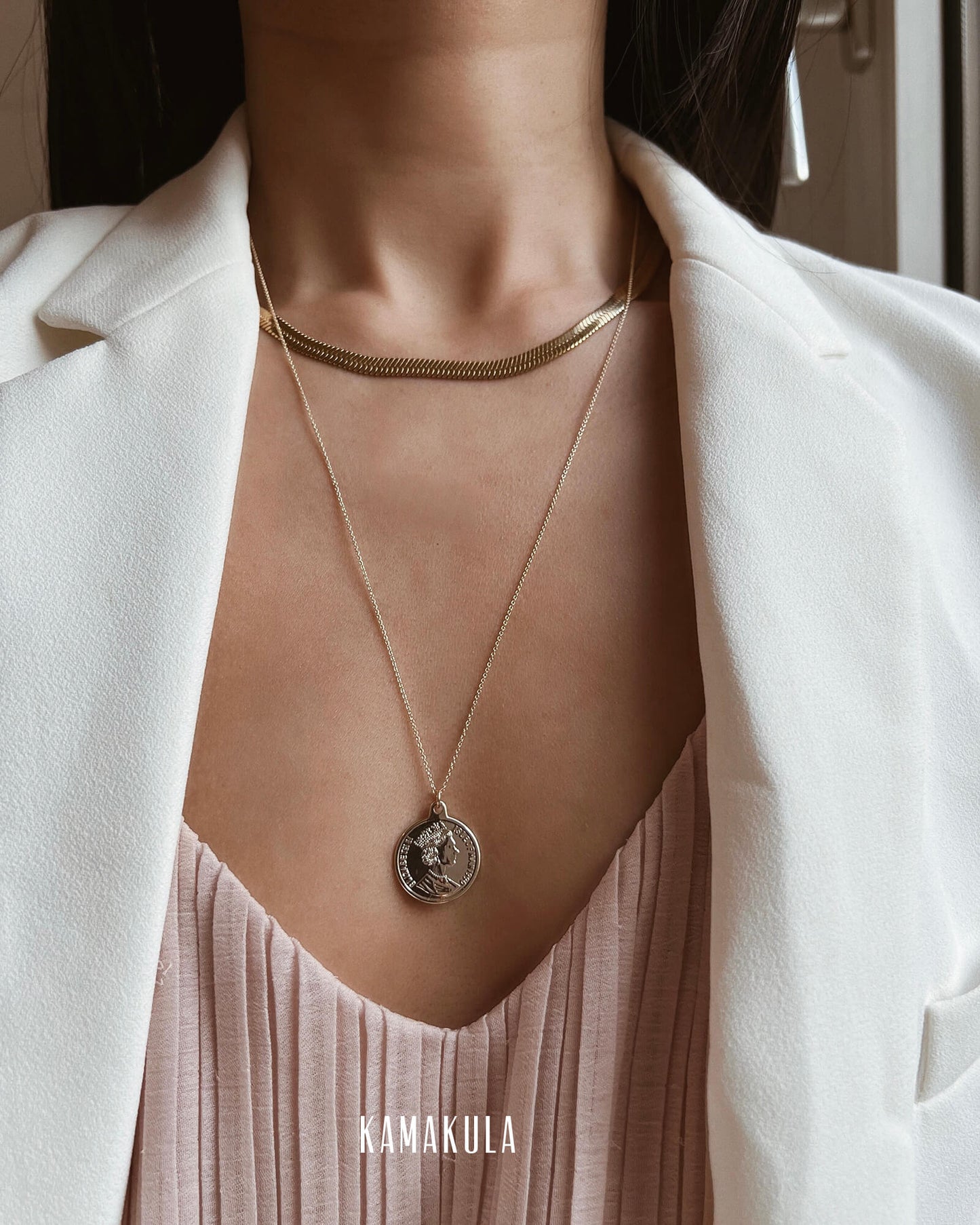 Dual Faced Coin Pendant Necklace