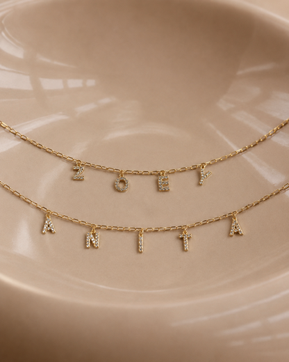 Personalized Charm Letter Name Necklace
