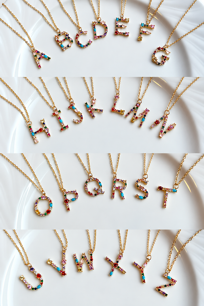 Personalisierte Regenbogen-Anfangsbuchstaben-Halskette