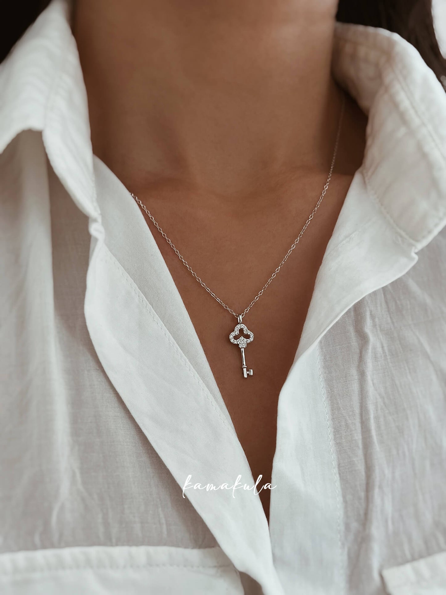 925 Silver Key Pendant Necklace