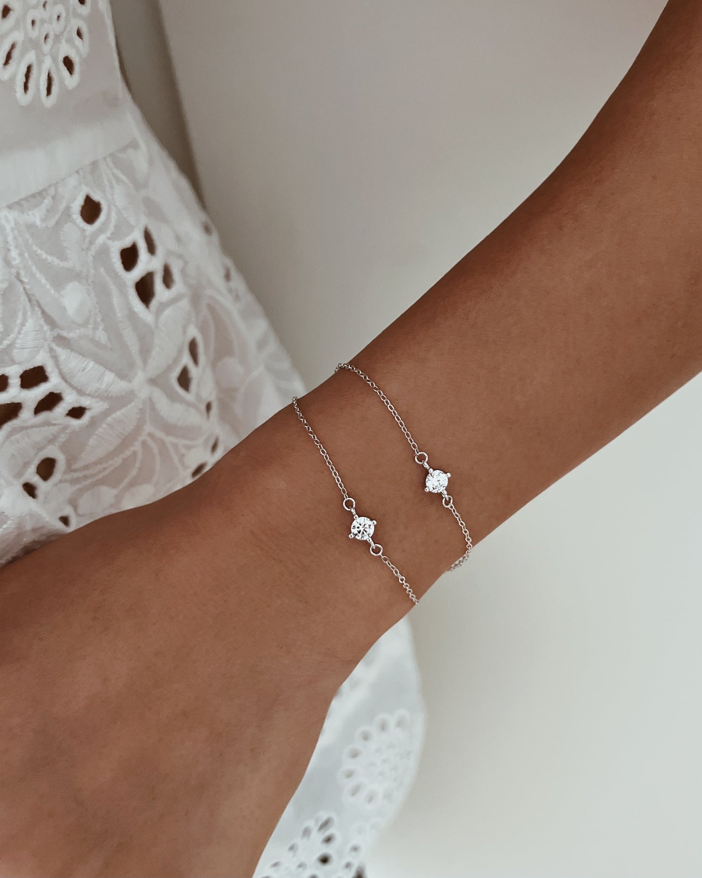 Zirconia Solitaire Bracelet Sterling Silver