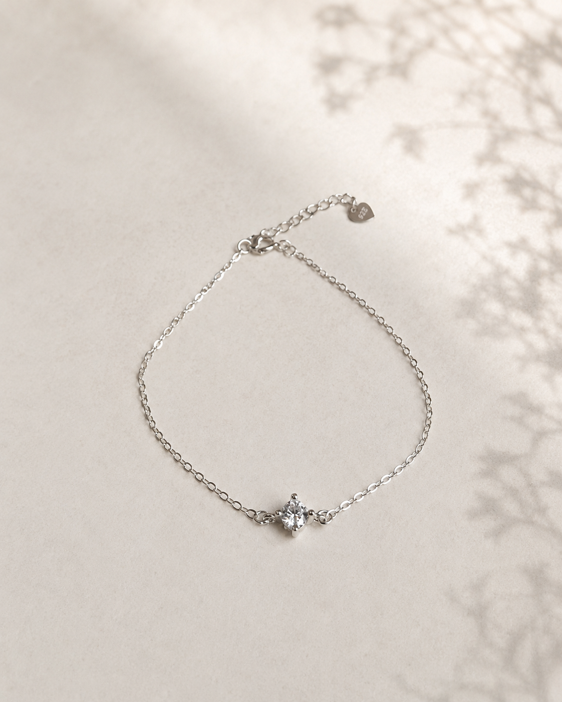 Zirconia Solitaire Bracelet Sterling Silver