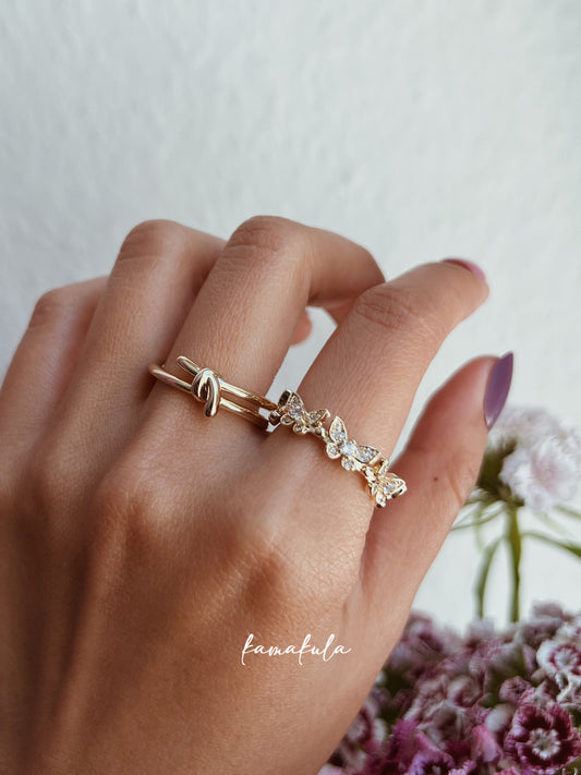 Butterfly Zirconia Open Ring