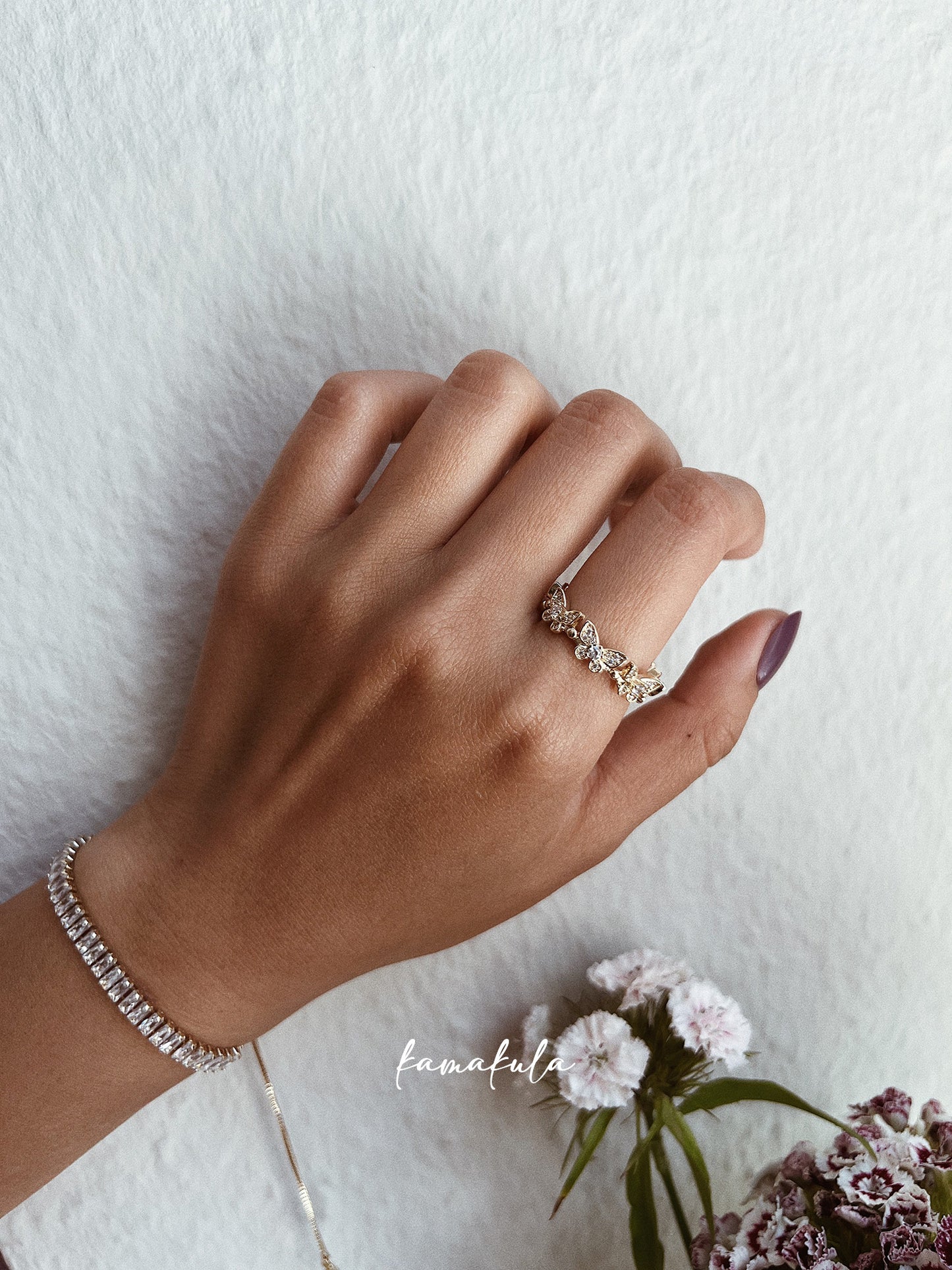 Butterfly Zirconia Open Ring