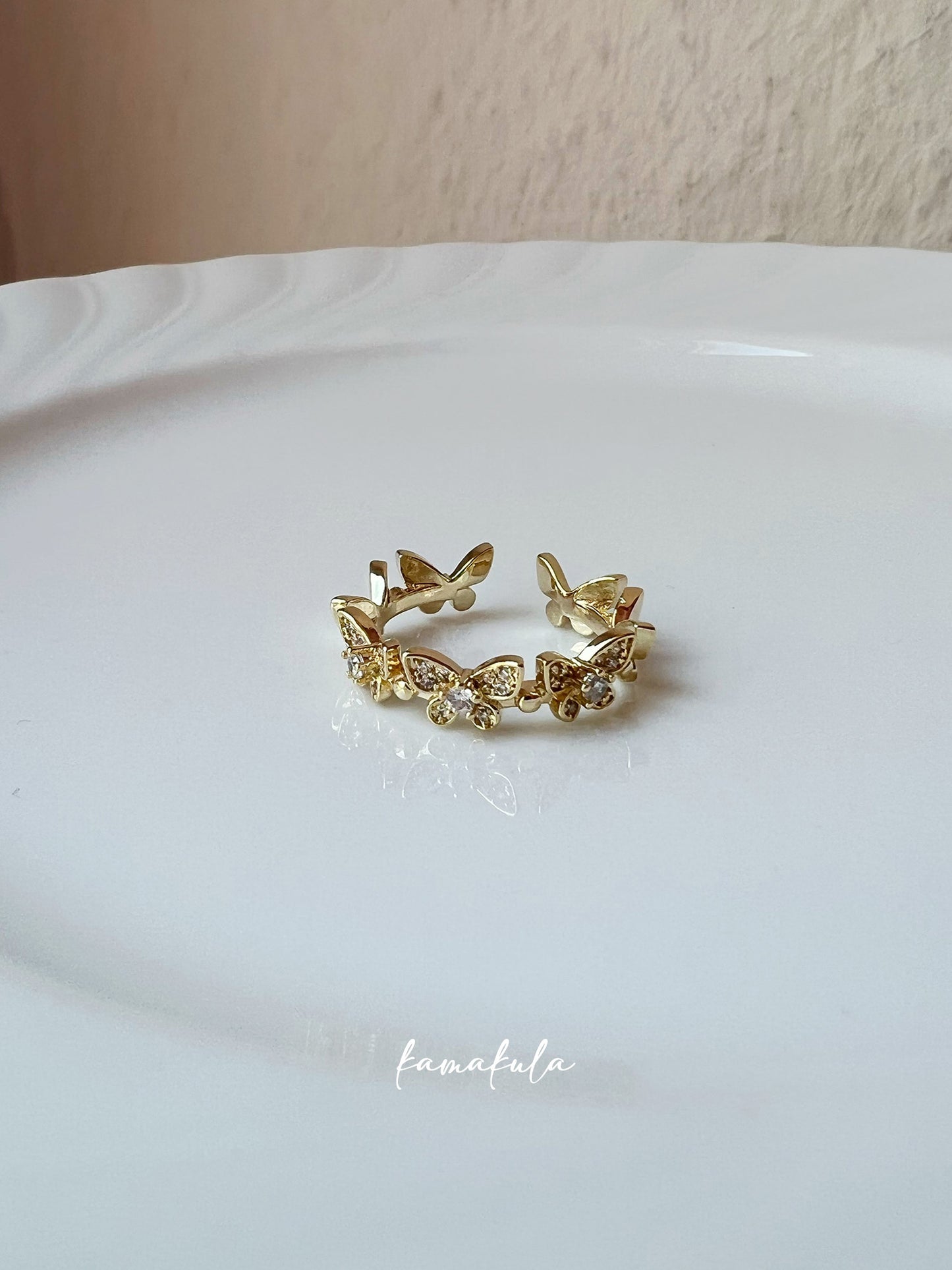 Butterfly Zirconia Open Ring