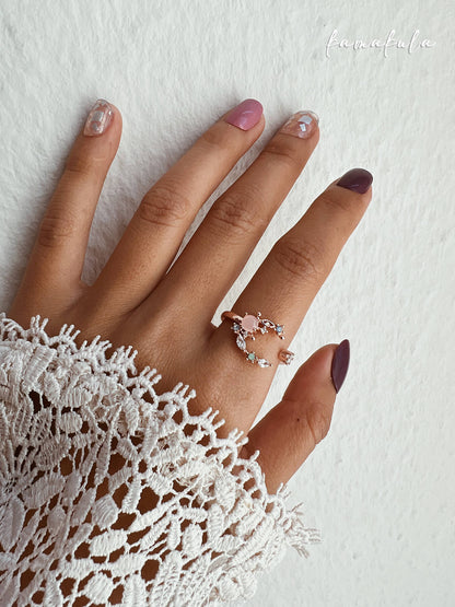 Crystal Moon Gem Ring