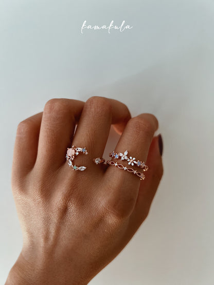 Crystal Moon Gem Ring