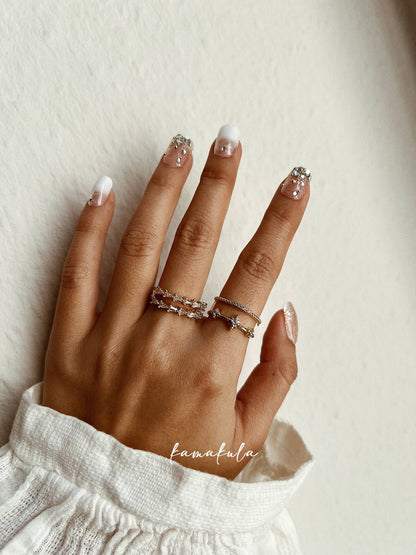 Double Crystal Band Ring