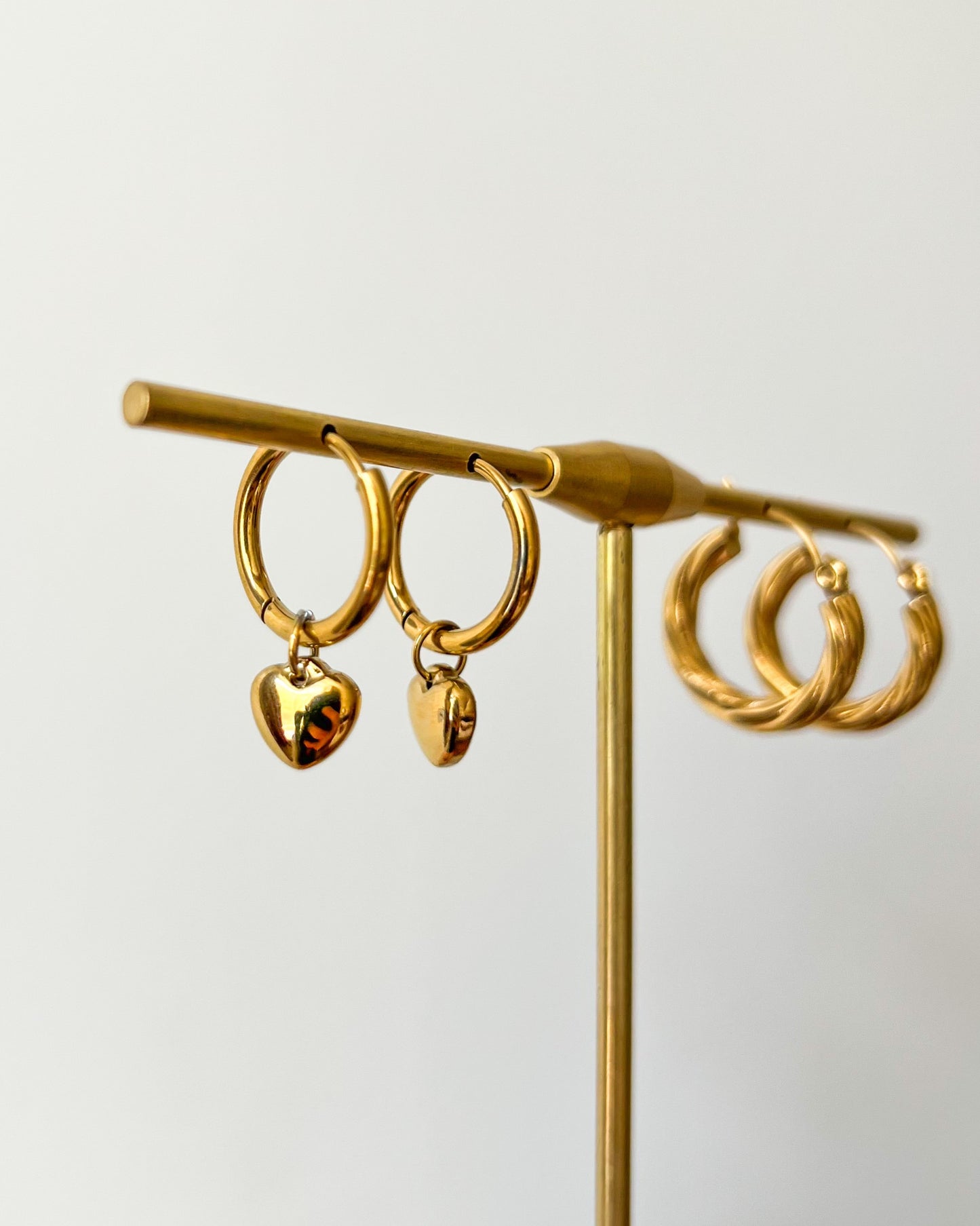 Gold Heart Huggie Earrings Waterproof
