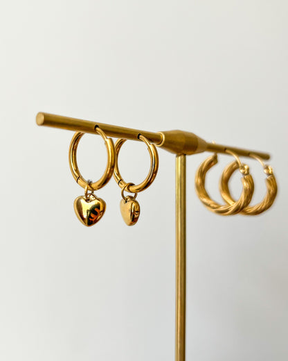 Gold Heart Huggie Earrings Waterproof
