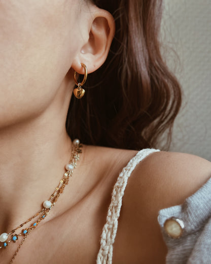 Gold Heart Huggie Earrings Waterproof