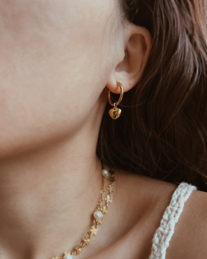 Gold Heart Huggie Earrings Waterproof