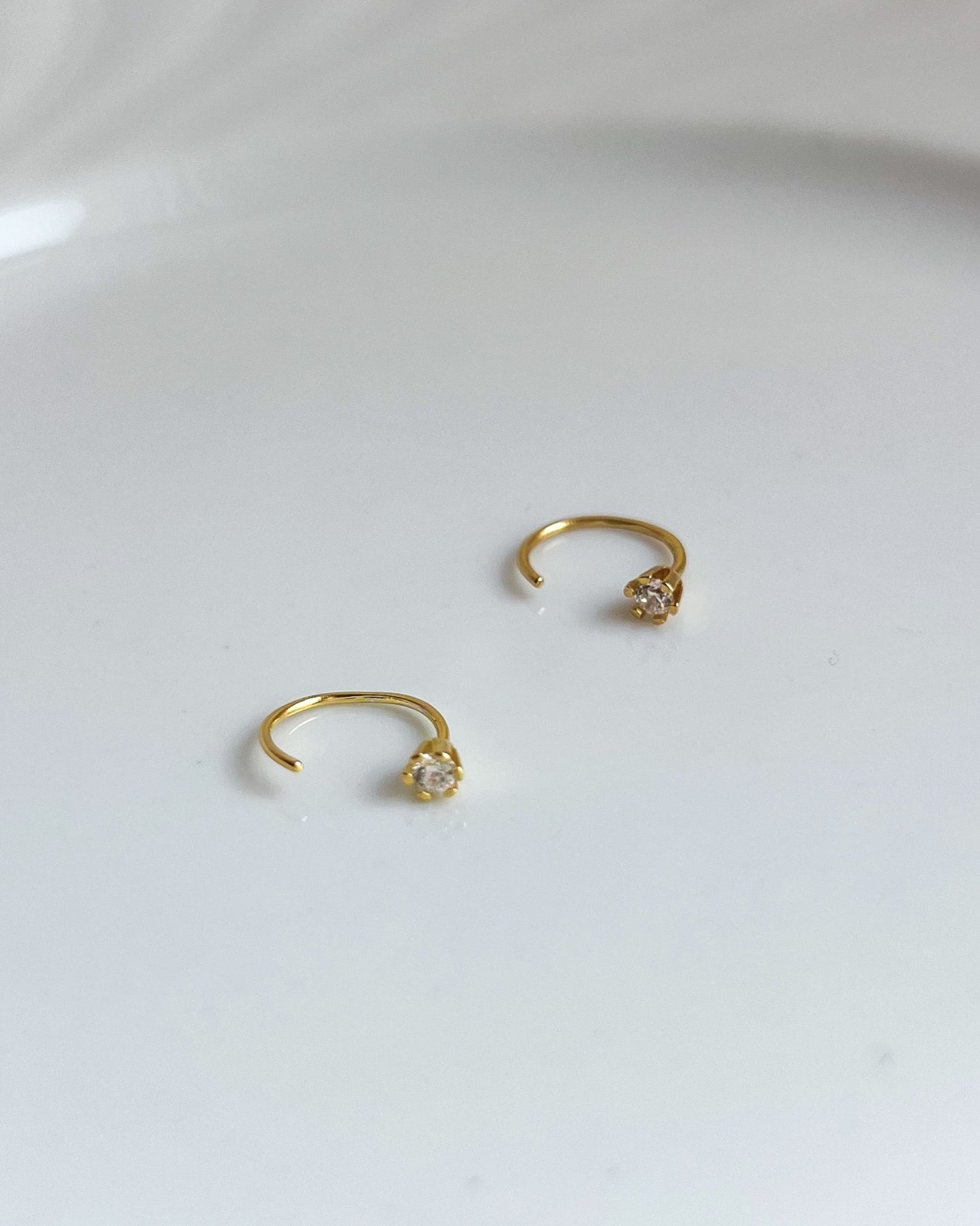 Mini C-Shaped Zirconia Earrings Sterling Silver