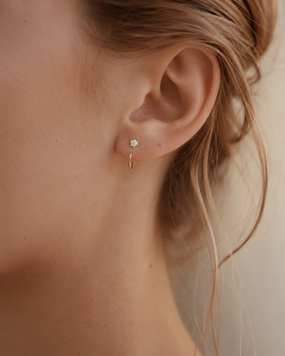 Mini C-Shaped Zirconia Earrings Sterling Silver