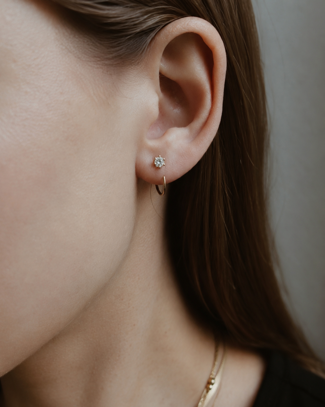 Mini C-Shaped Zirconia Earrings Sterling Silver