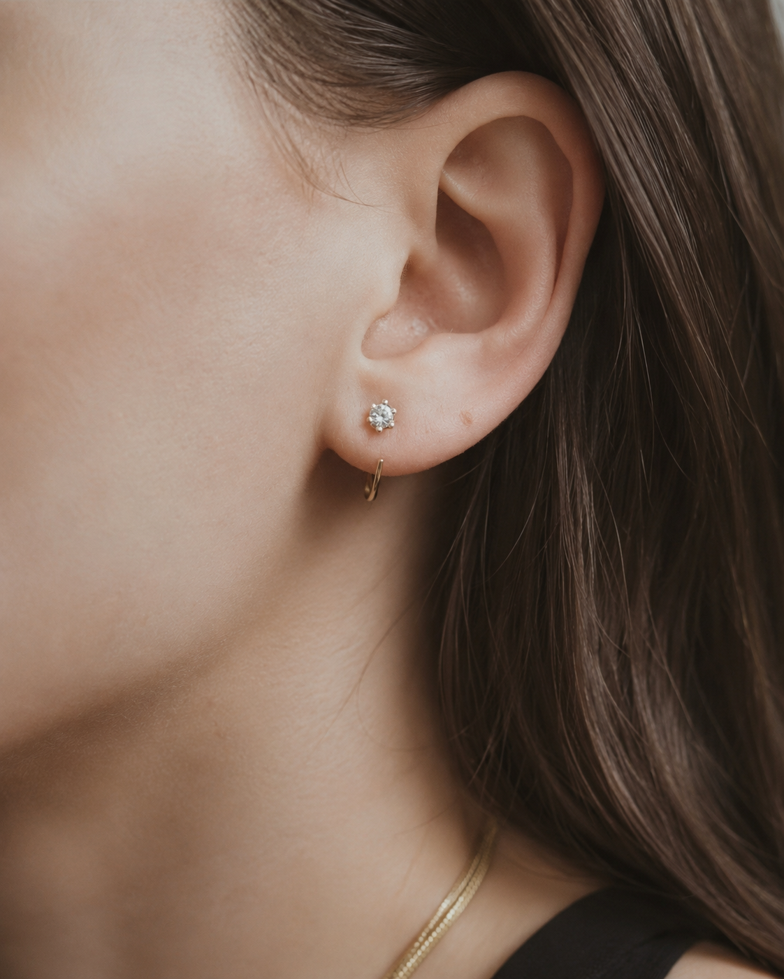 Mini C-Shaped Zirconia Earrings Sterling Silver
