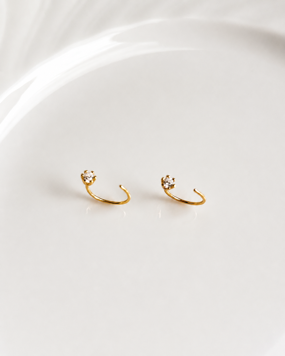 Mini C-Shaped Zirconia Earrings Sterling Silver
