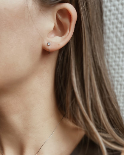 Mini C-Shaped Zirconia Earrings Sterling Silver