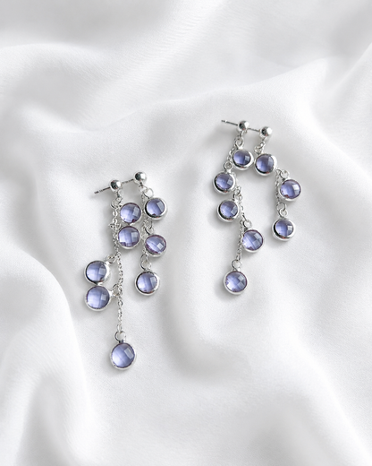 Lilac Crystal Tassel Dangle Earrings