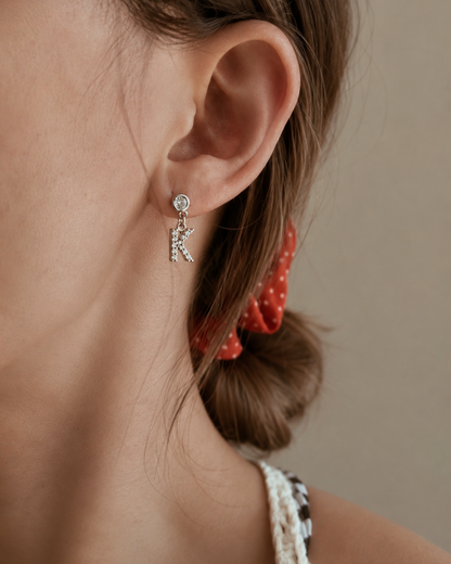 Mini Zirconia Initial Drop Earrings
