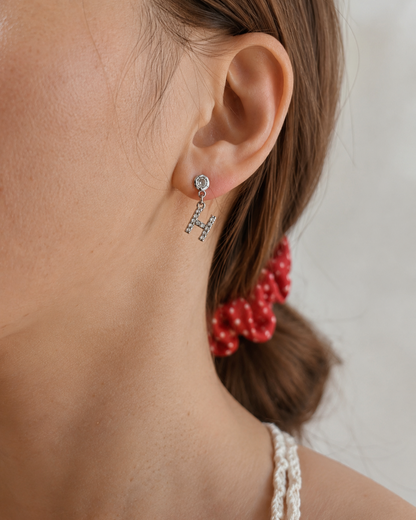 Mini Zirconia Initial Drop Earrings