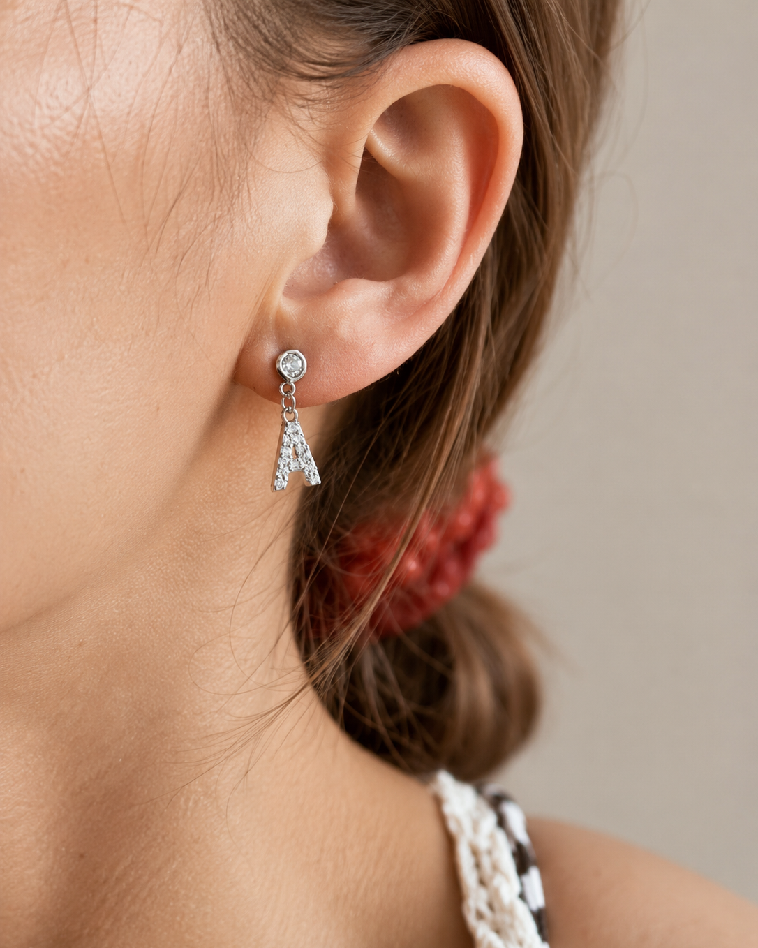 Mini Zirconia Initial Drop Earrings