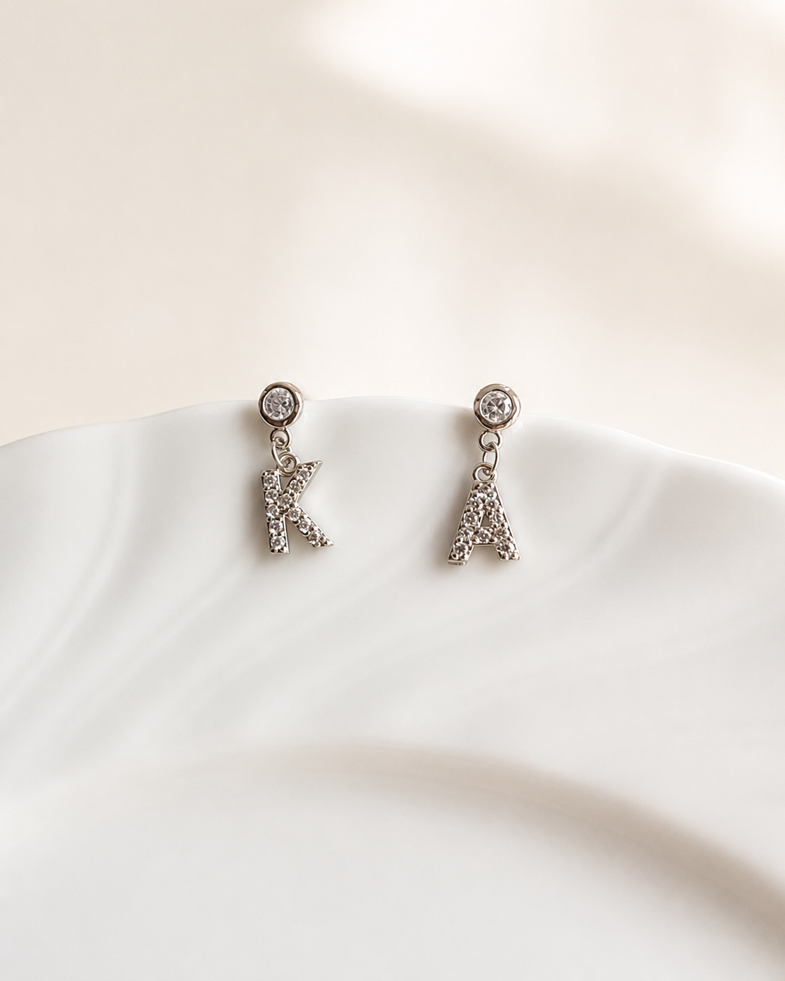 Mini Zirconia Initial Drop Earrings