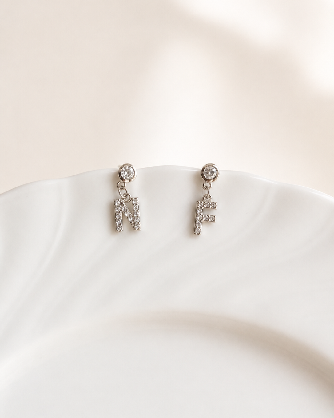 Mini Zirconia Initial Drop Earrings