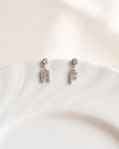 Mini Zirconia Initial Drop Earrings