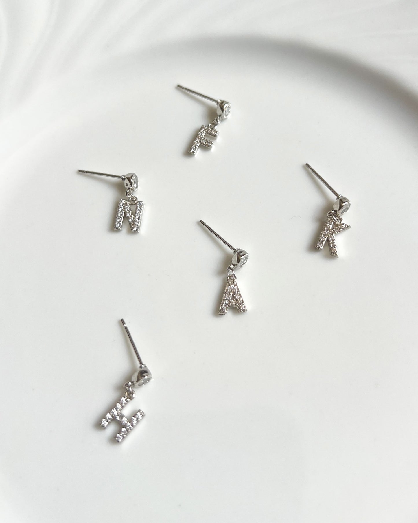 Mini Zirconia Initial Drop Earrings