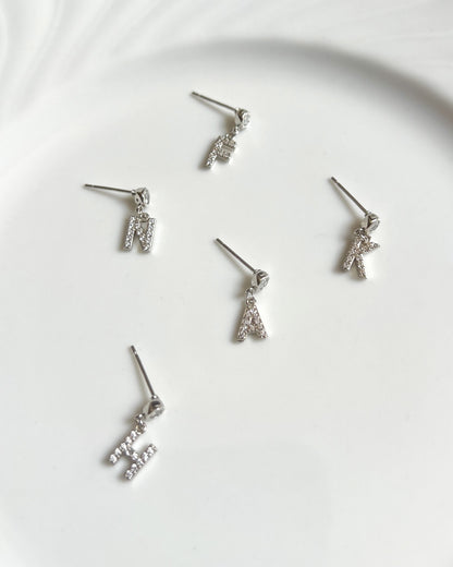 Mini Zirconia Initial Drop Earrings