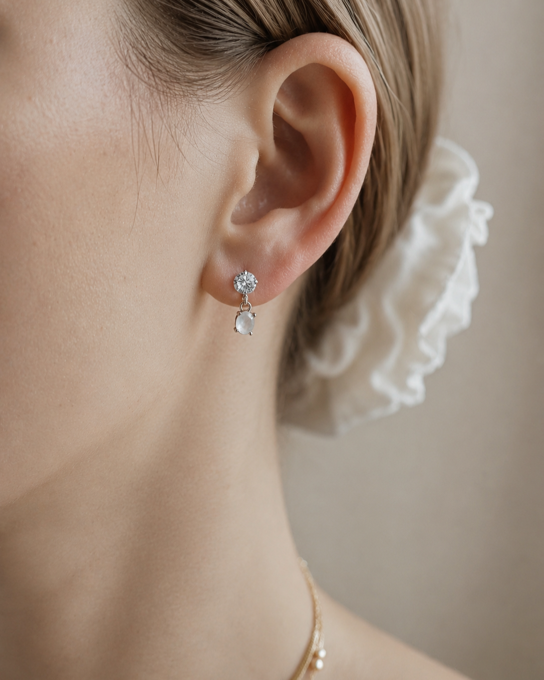Birthstone Stud Drop Earrings