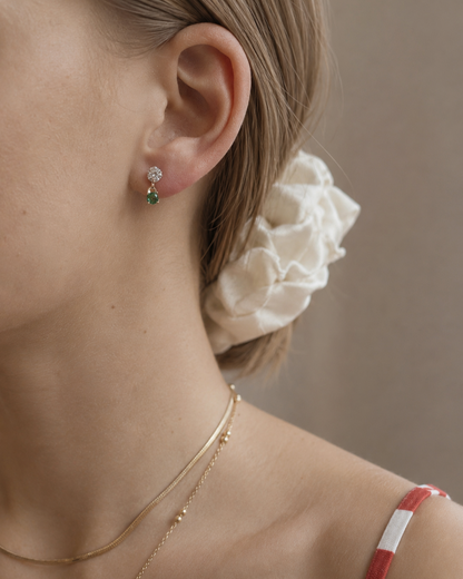 Birthstone Stud Drop Earrings