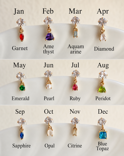 Birthstone Stud Drop Earrings