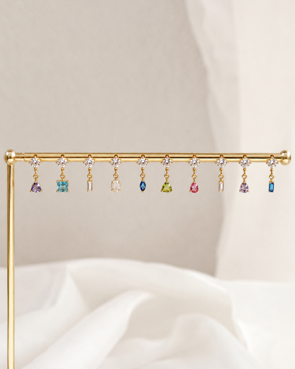 Birthstone Stud Drop Earrings