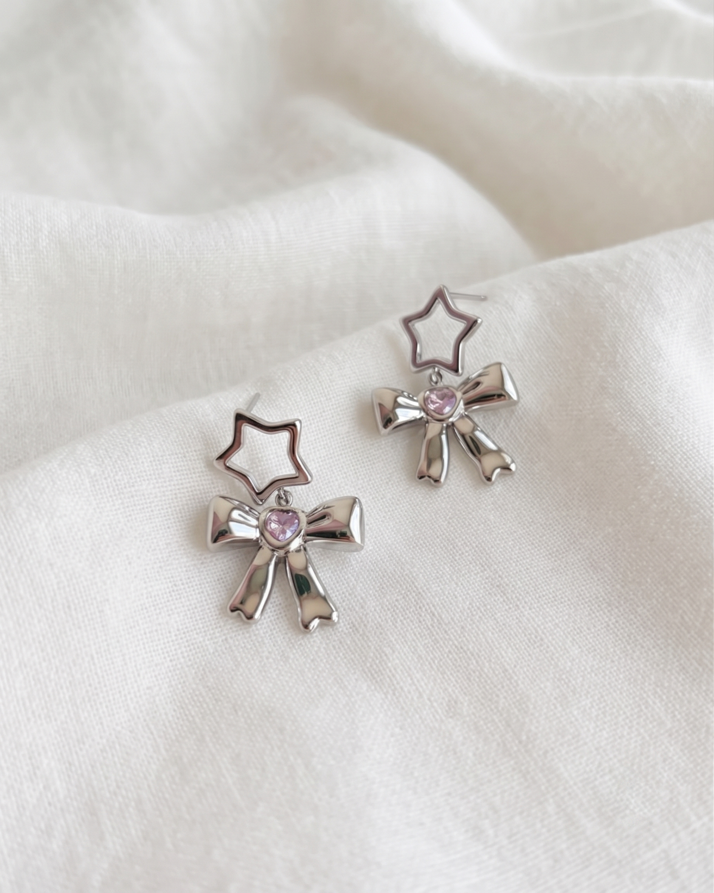 Y2K Star Bow Drop Earrings Waterproof