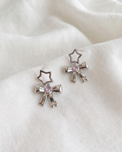 Y2K Star Bow Drop Earrings Waterproof