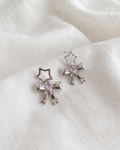Y2K Star Bow Drop Earrings Waterproof